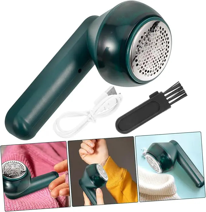 Electric lint remover in use on sweaters - lifestyle view