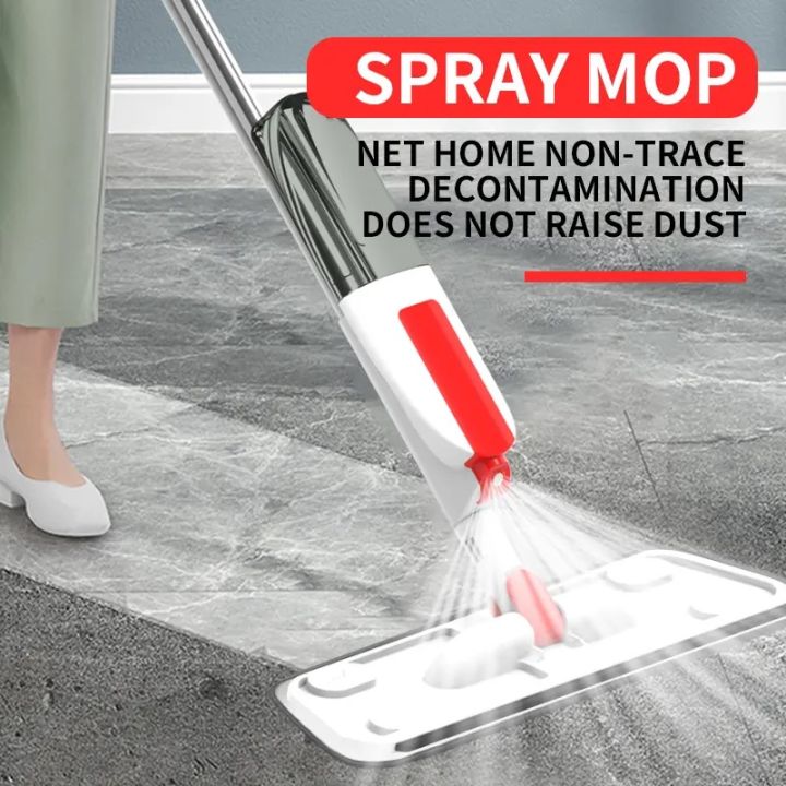 Spray mop full product view with dimension diagram