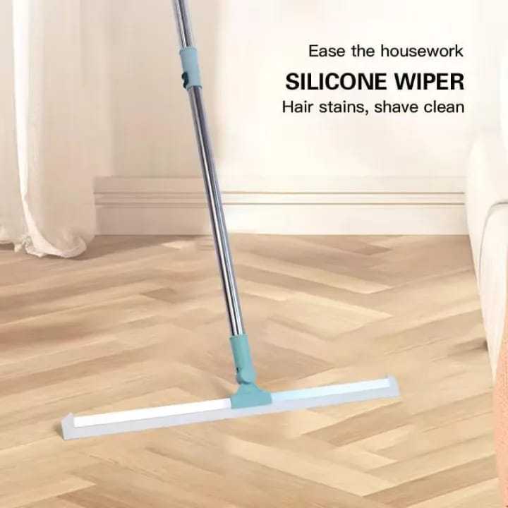 Silicone magic broom full view — long telescopic handle with wide flat silicone squeegee blade head