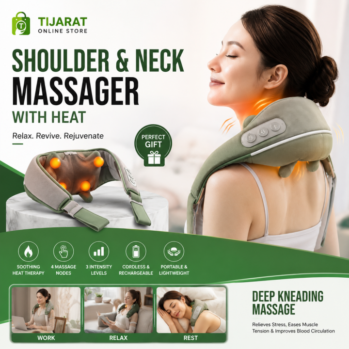 Shiatsu Shoulder Massage Pillow - wearable green neck massager, gallery image 9