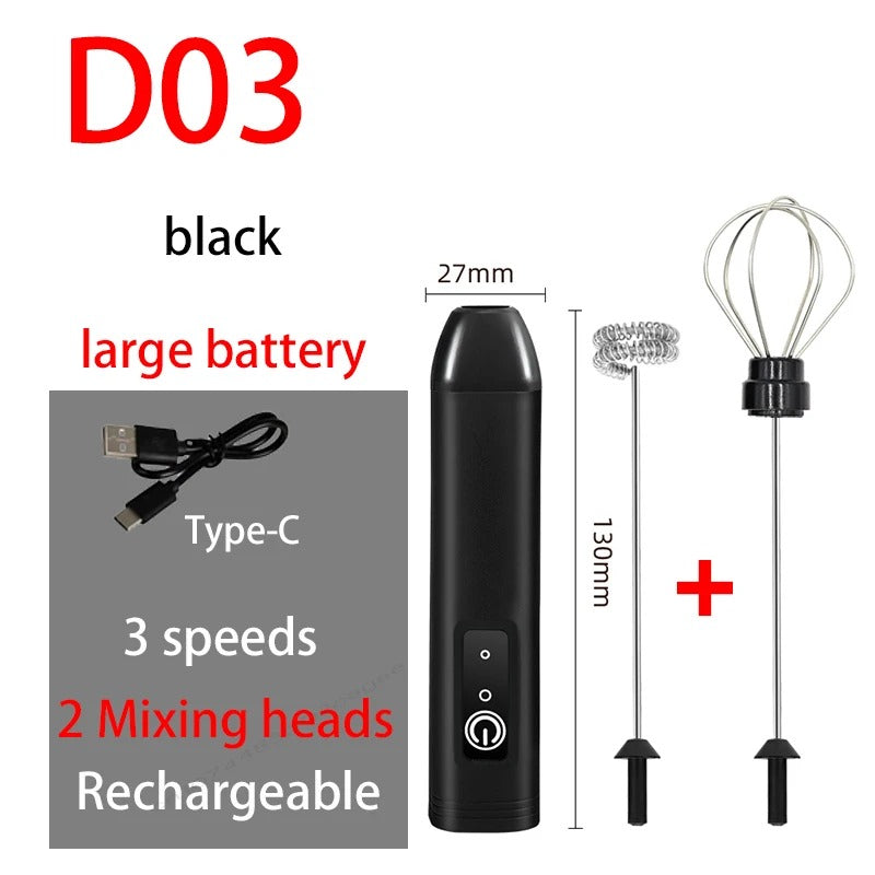 Frother with 2 mixing heads black variant