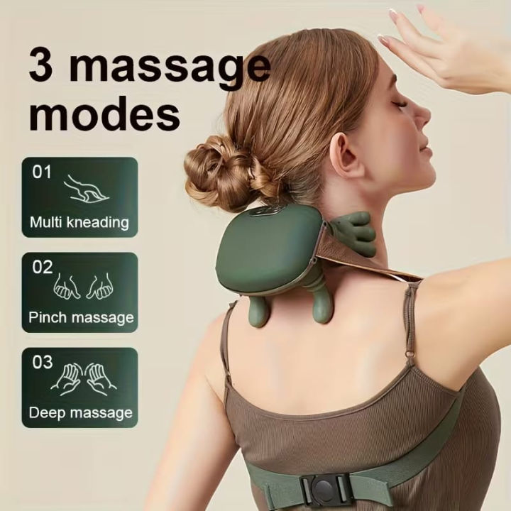 Shiatsu Shoulder Massage Pillow - wearable green neck massager, gallery image 2