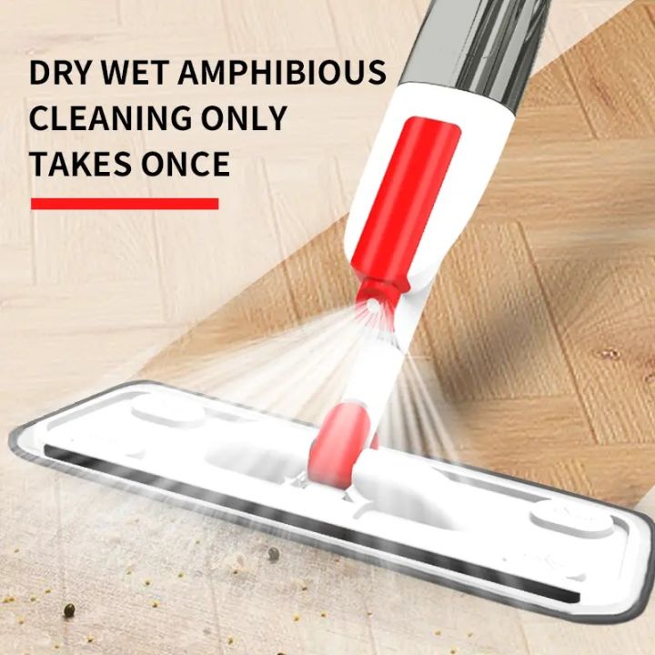 Wide spray mop demonstrating double mopping efficiency