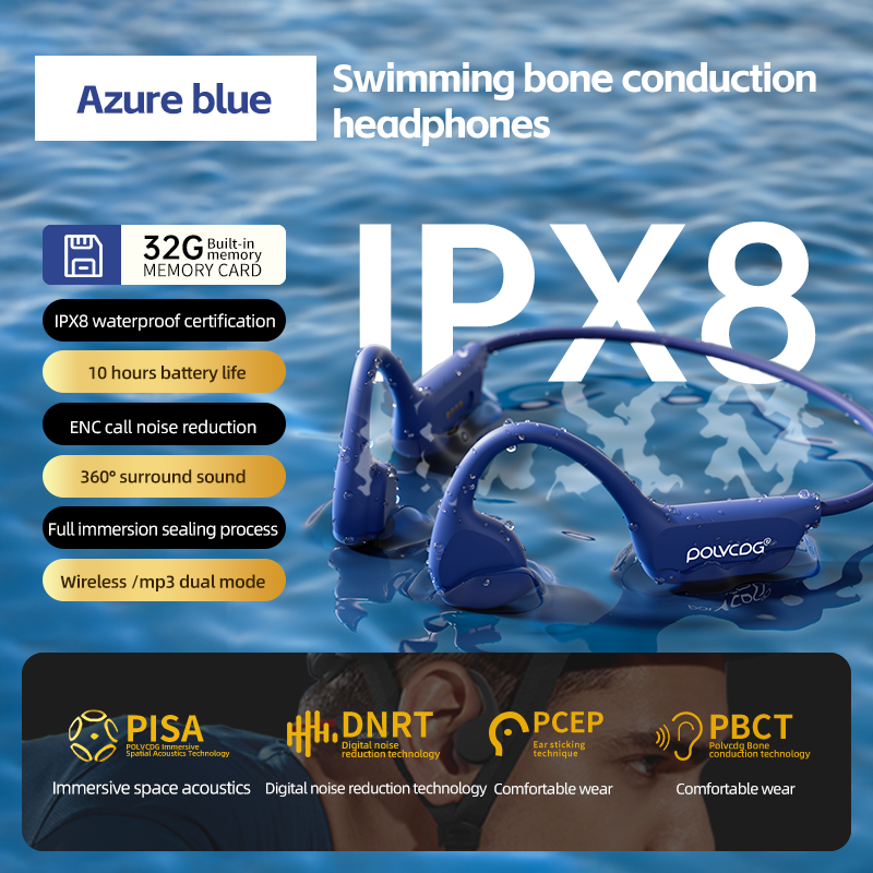 X7 bone conduction headphones azure blue variant