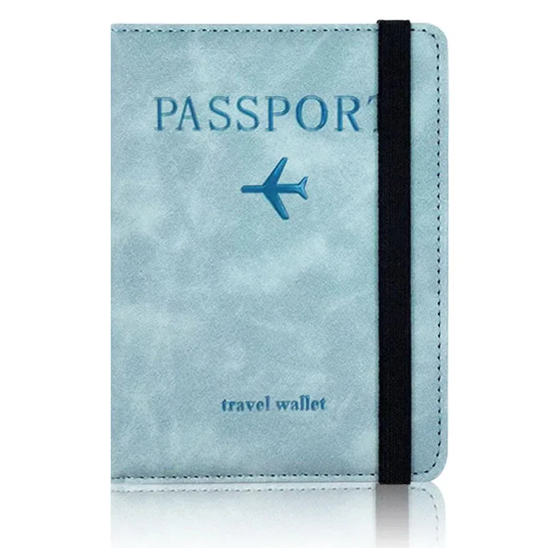 Passport cover bifold with airplane logo embossed