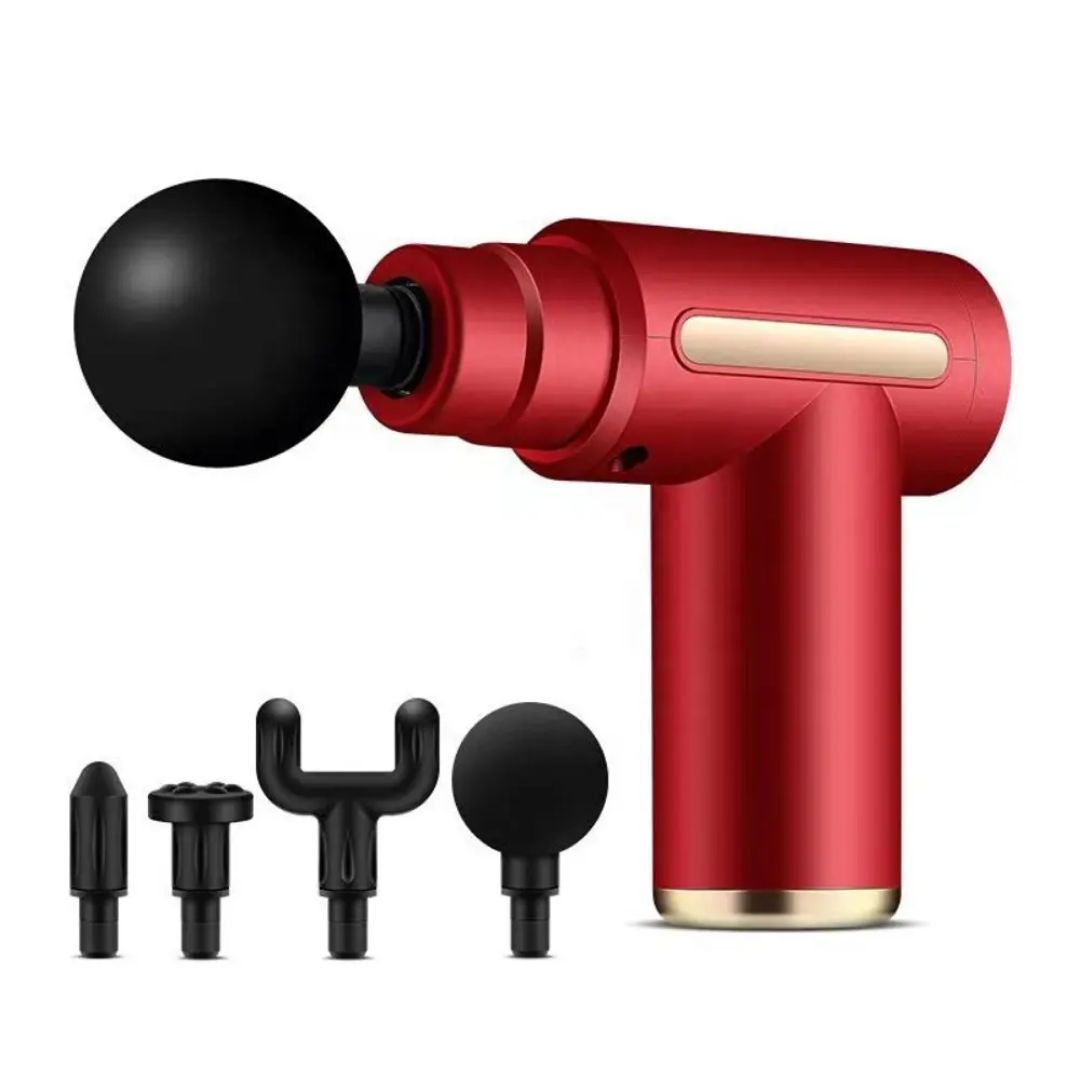 Massage gun retail box labeled MASSAGE GUN