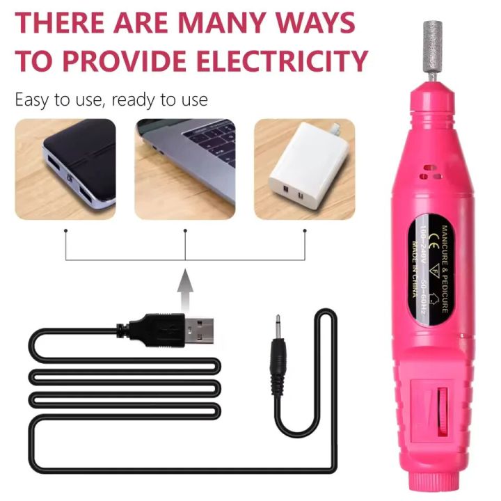 Electric nail drill kit in use - shaping and filing nails